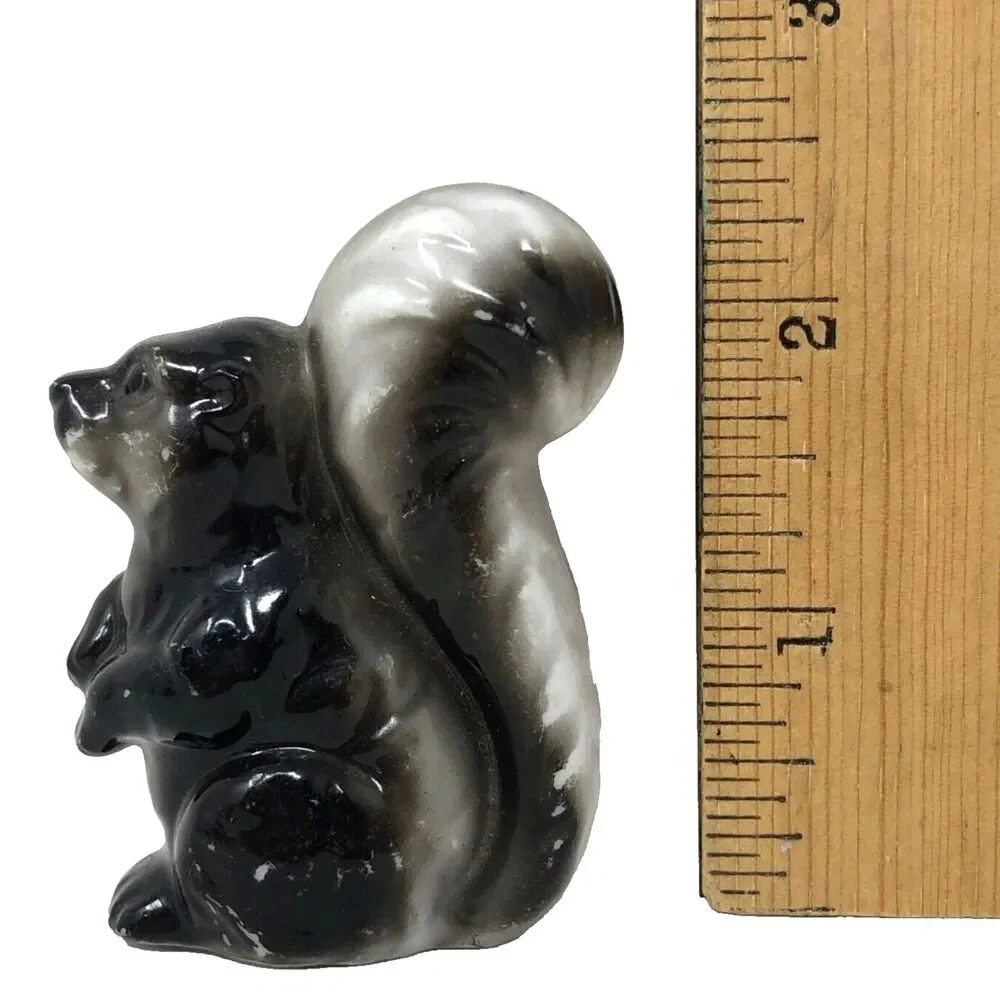 Vintage Japan Porcelain Anthropomorphic Bear Squirrel Skunk Figurines Lot of 3